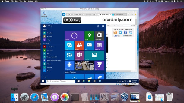 O Windows 10 é executado em uma máquina virtual no Mac OS X