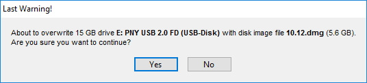 TransMac crea una advertencia para la unidad de arranque USB de macOS