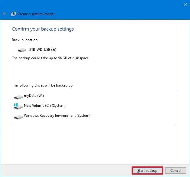 Crear una copia de seguridad completa de Windows 10