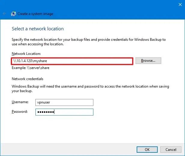 Credenciales de red de copia de seguridad de Windows 10