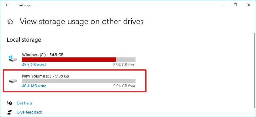 Windows 10 otras unidades de uso de espacio de almacenamiento