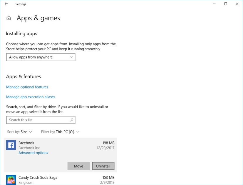 Configuración de aplicaciones y juegos en Windows 10