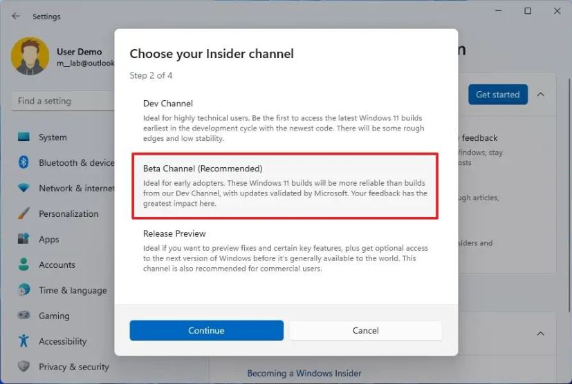 Windows 11 enroll device insider preview channel
