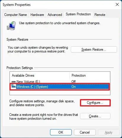 Configuración de protección en Windows 11