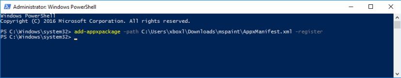 Comando de PowerShell para instalar el paquete appx sin firmar en Windows 10
