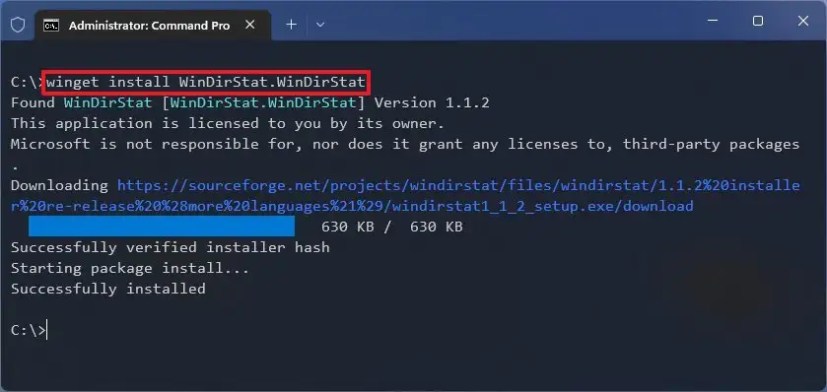 Instalar WinDirStat en Windows 11
