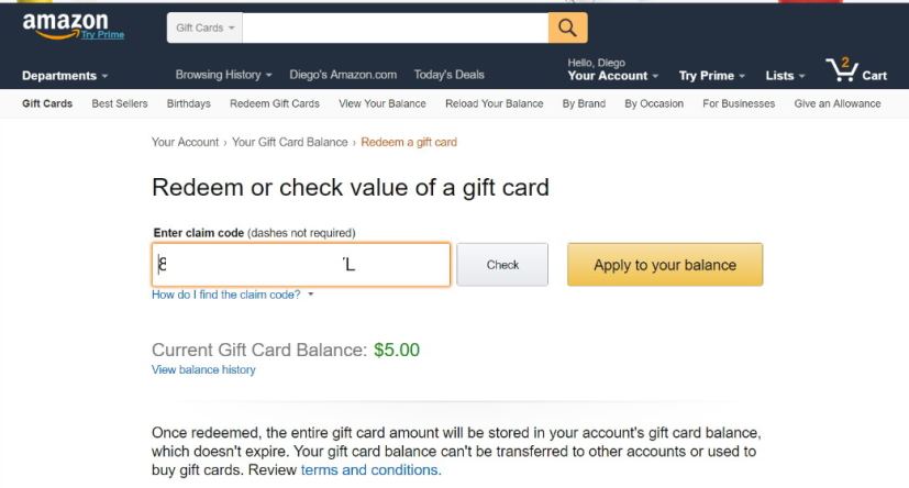 Canjee su tarjeta de regalo de Amazon de Microsoft Rewards