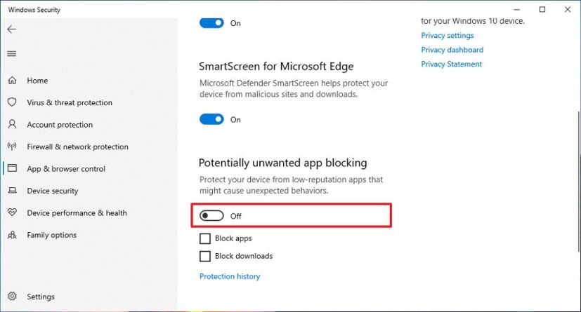 Deshabilitar aplicaciones potencialmente no deseadas en Windows 10