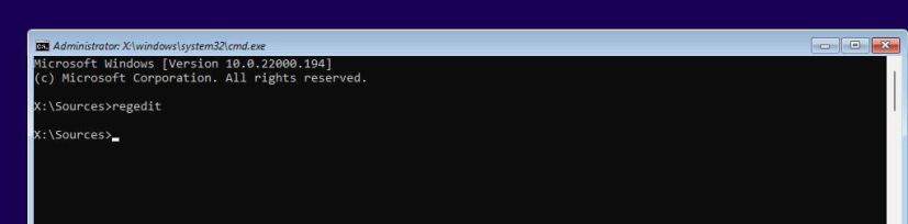 Windows 11 Setup open regedit