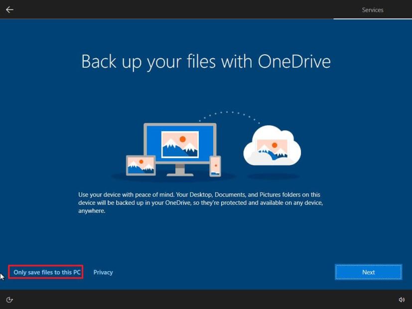 Configuración OOBE de OneDrive