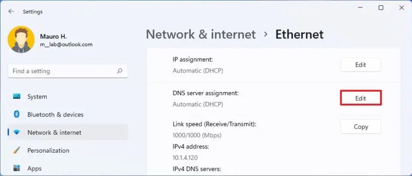 Asignación de servidor DNS