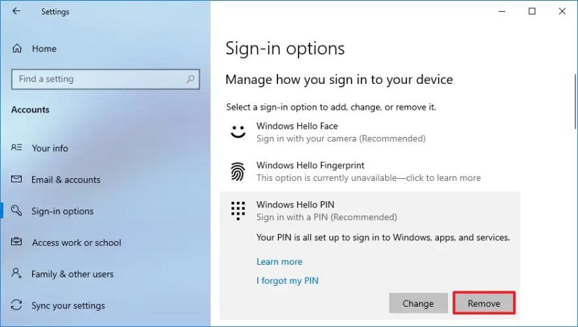 Elimina tu PIN de Windows 10