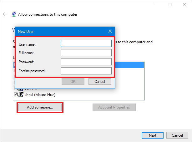 Crear un nuevo usuario de VPN en Windows 10