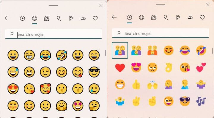 Emojis antiguos (izquierda), nuevos (derecha)