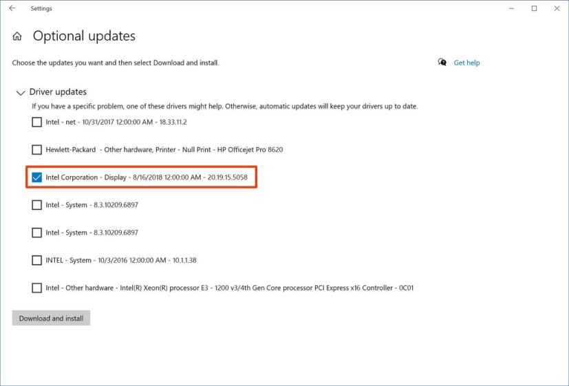 Actualización del controlador de gráficos de Windows Update