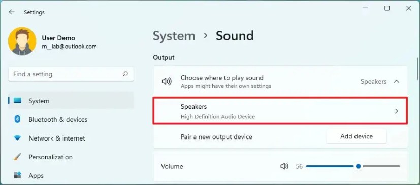 Open sound devices settings