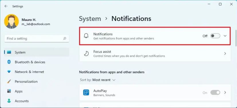 Windows 11 disable notifications