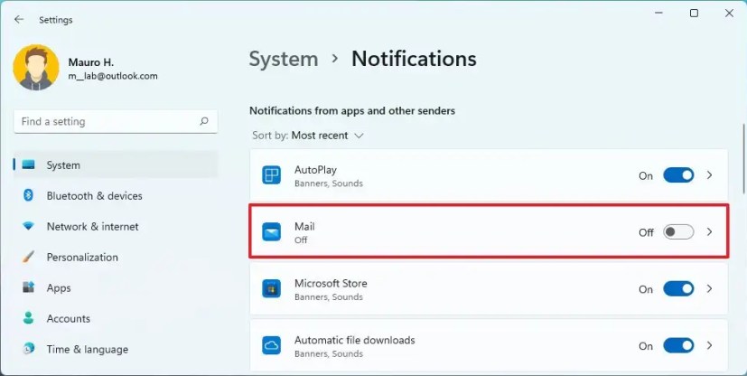 Windows 11 disable app notification