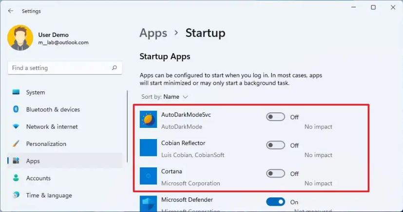 Disable app at startup