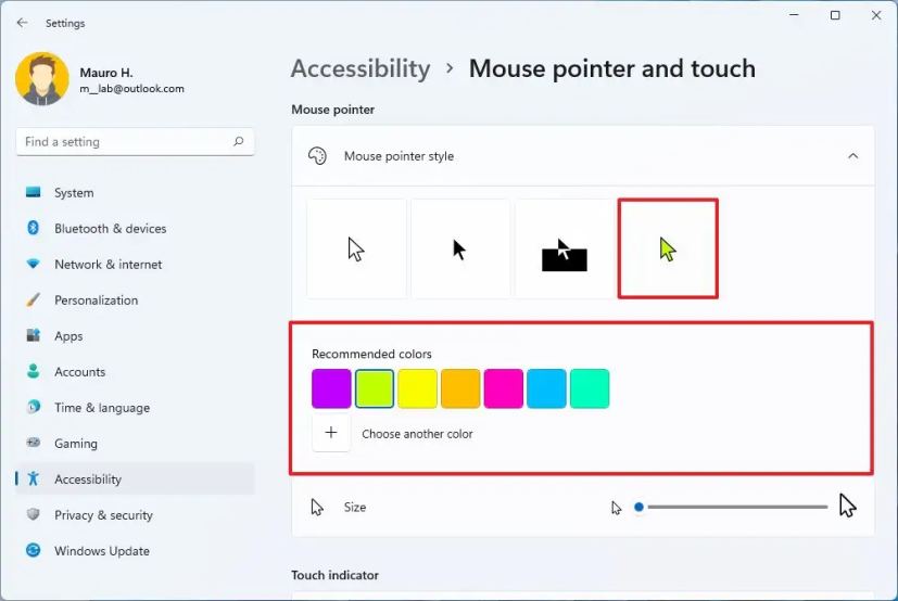 Mouse pointer colors