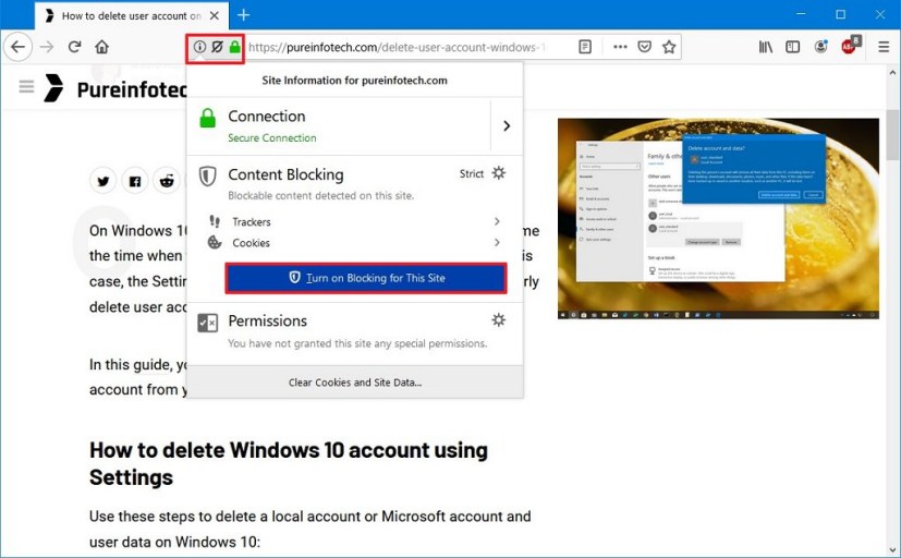 Habilitar el bloqueo de sitios en Firefox