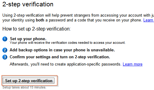 Configurar la verificación en dos pasos