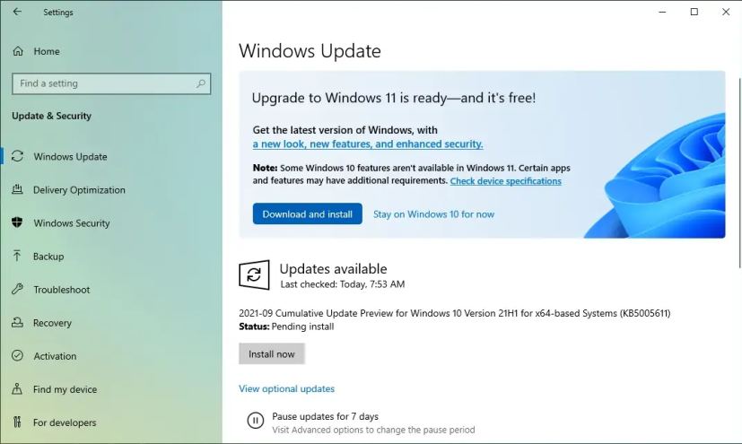 Actualice Windows 11 a través de Windows Update