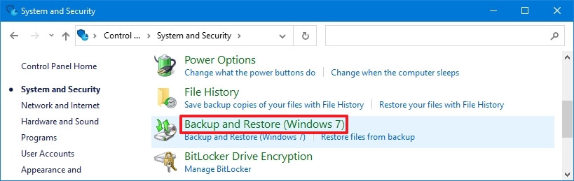 Backup and restore option