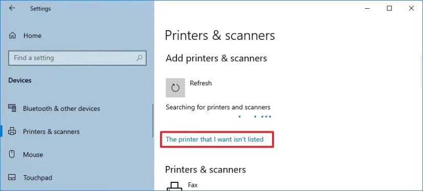 La impresora que quiero no está en la lista
