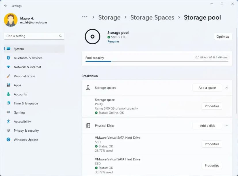 Storage Spaces new UI