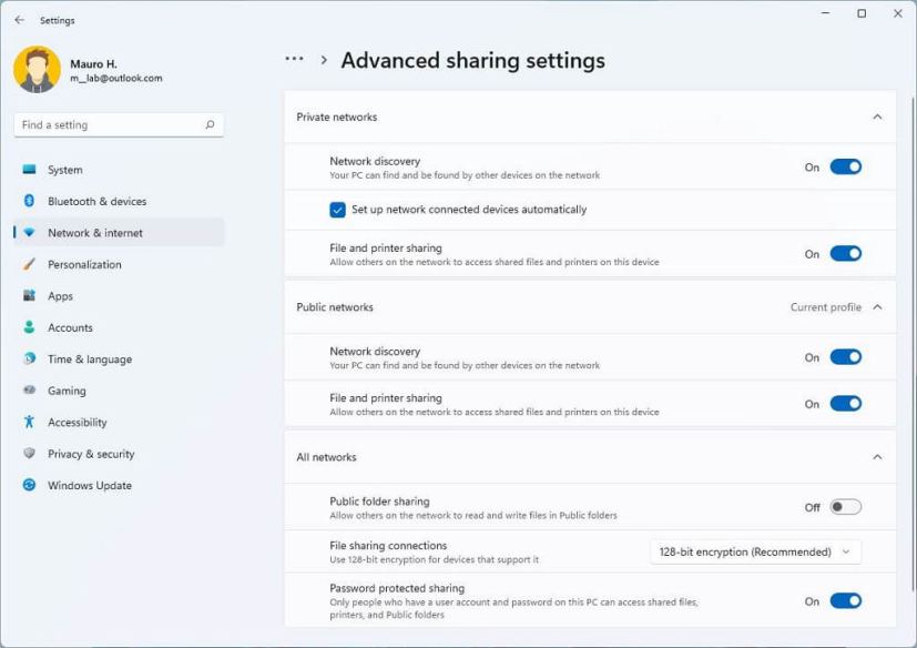 Advanced sharing settings
