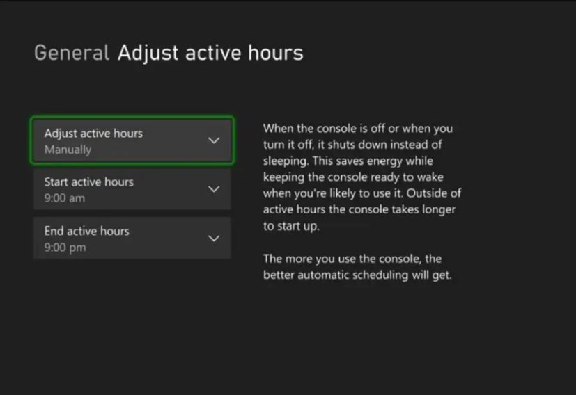 Horas de actividad de Xbox