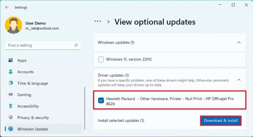 Windows 11 instala actualizaciones opcionales