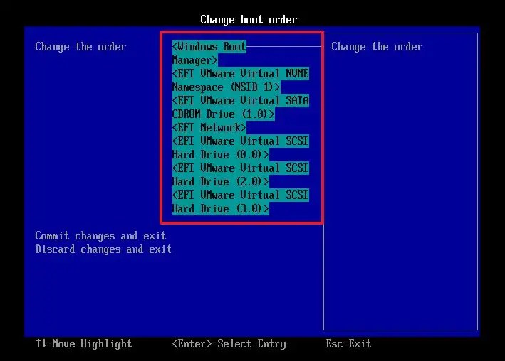 Seleccione el orden de arranque de Windows 11