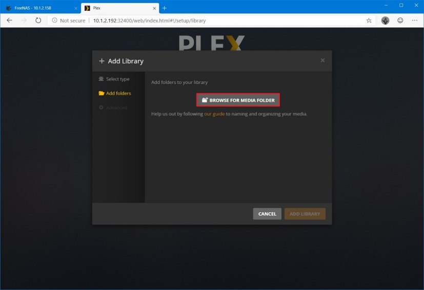 Plex agrega carpetas a la opción de biblioteca