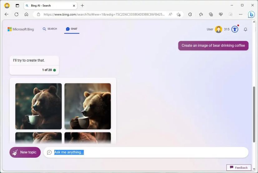 Bing Chat crea una imagen de IA