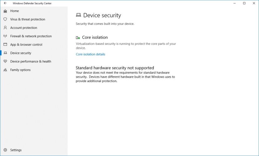 Device security settings