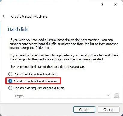 VirtualBox create virtual disk