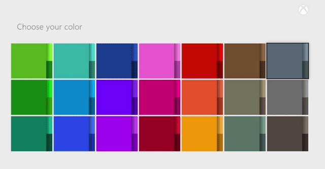 Esquema de colores de las opciones del panel de Xbox One