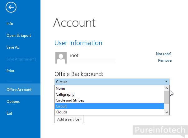 Configuración de la cuenta de Office - 2013