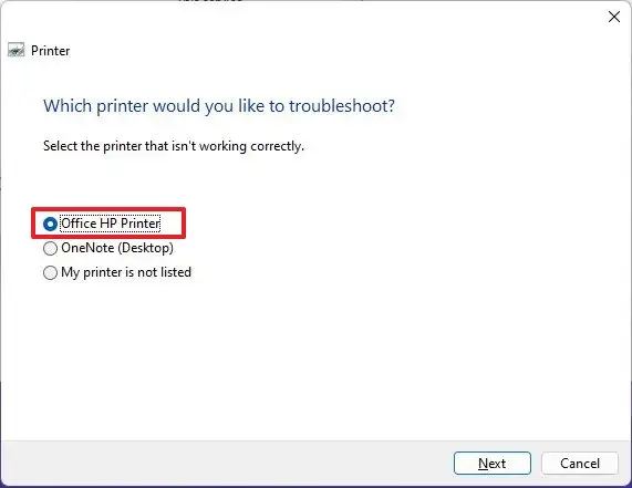 Seleccione la impresora que no funciona