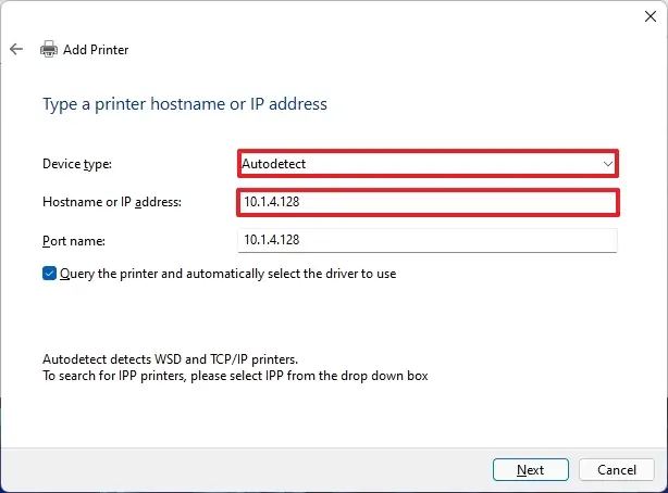 Conecte la impresora de red en Windows 11