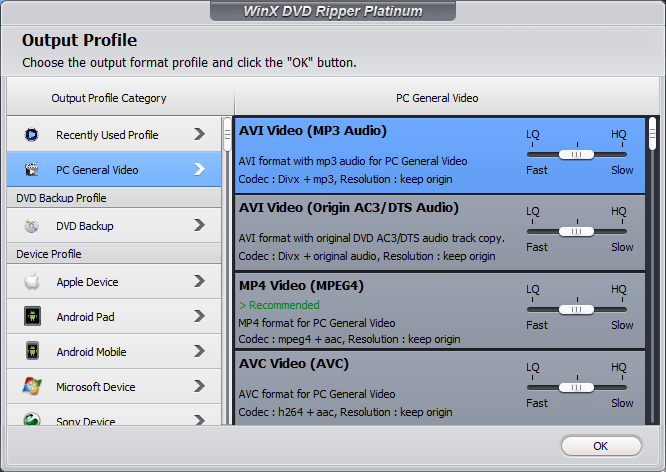 Extraer perfiles para Windows, Mac y Android
