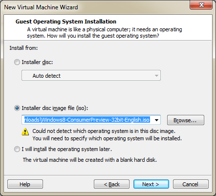 VMware Workstation 8 - Archivo de imagen de disco de instalación ISO - Windows 8 Consumer Preview
