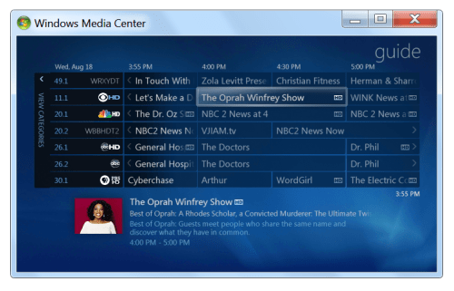 Guía de TV de Windows 7 Media Center