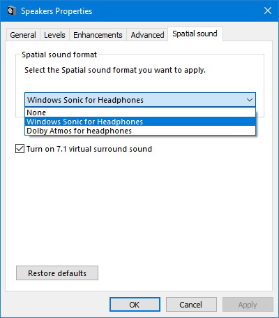 Configuración de sonido espacial