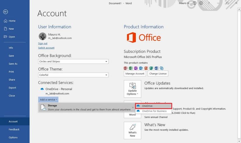 Office (Word) vuelve a conectar tu cuenta de OneDrive