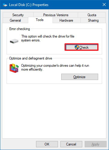 Compruebe la herramienta Disco en Windows 10