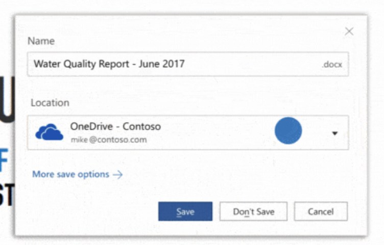La ubicación predeterminada de OneDrive para los documentos de Office 