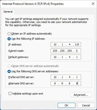 Establecer dirección IPv4 estática en el Panel de control